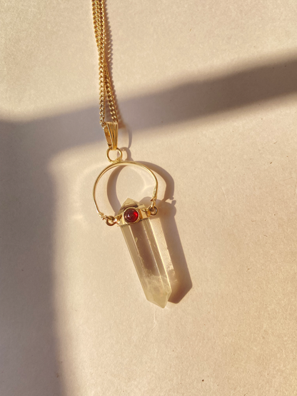 Double point Clear quartz pendant