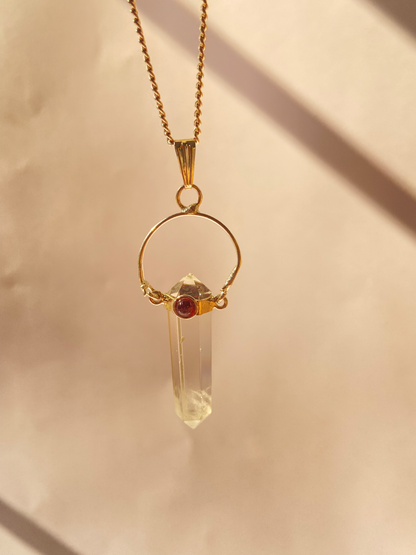 Double point Clear quartz pendant