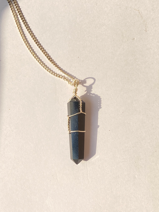 Black Tourmaline Point Pendant