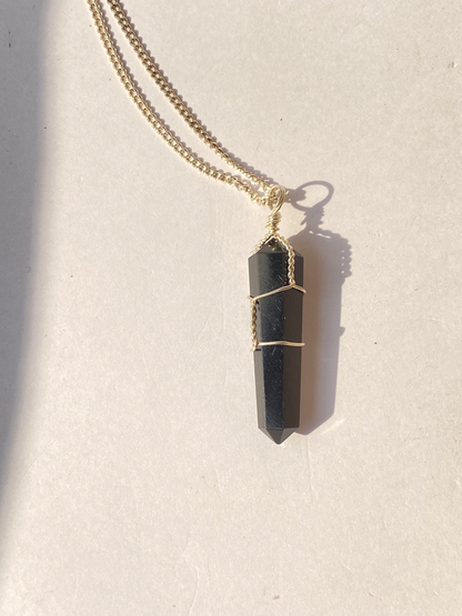 Black Tourmaline Point Pendant