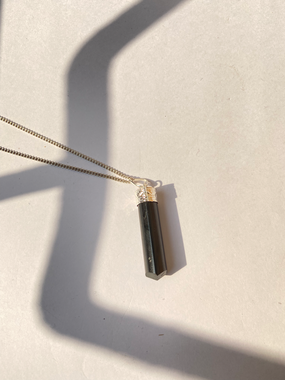 Black Tourmaline Pencil Pendant