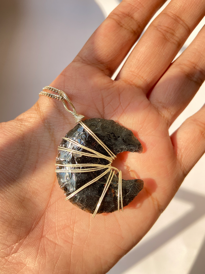 Black Obsidian Moon Pendant