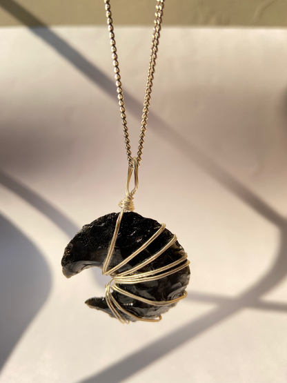 Black Obsidian Moon Pendant