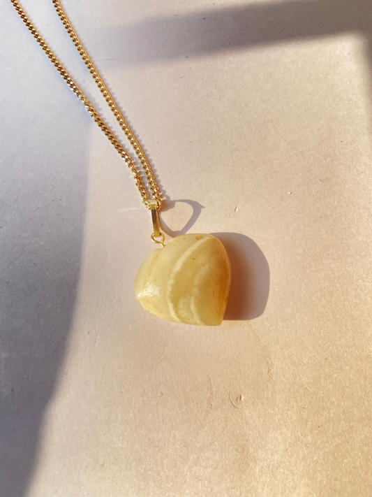 White banded Agate Heart Pendant