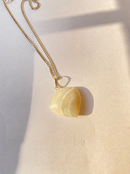 White banded Agate Heart Pendant