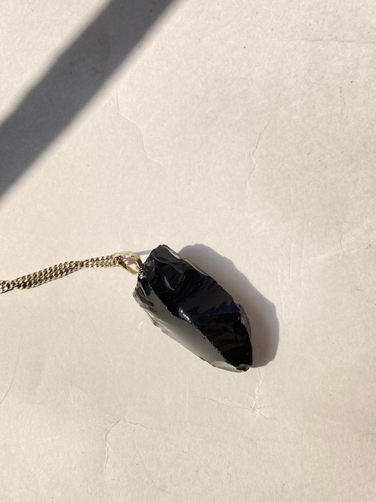 Black Obsidian Raw Pendant