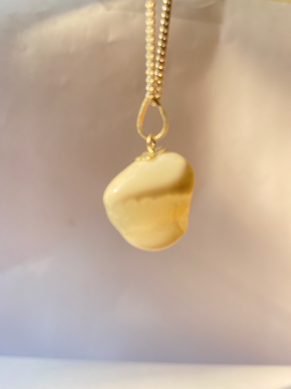 White Banded Tumble Pendant