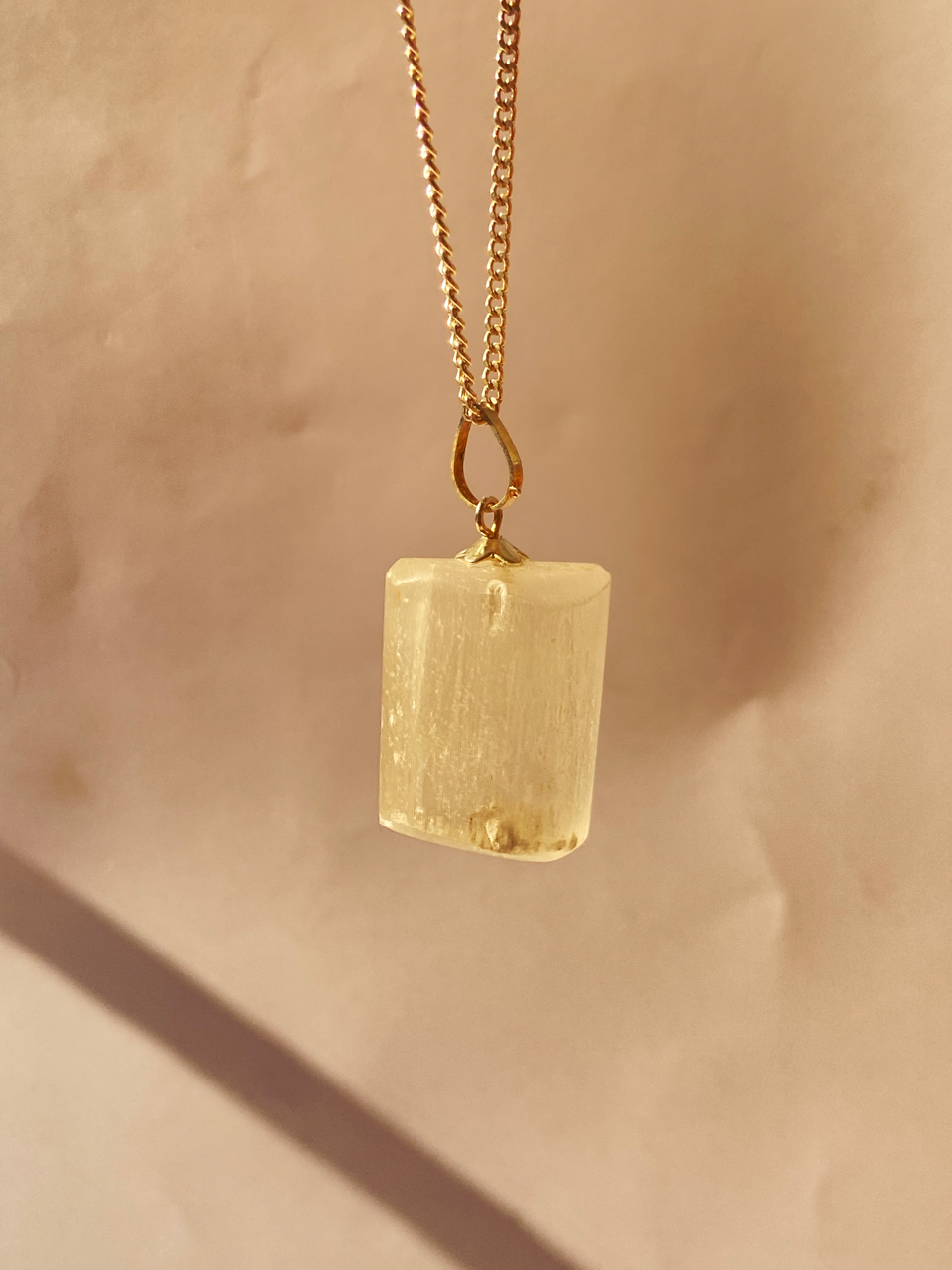 Selenite tumble pendant