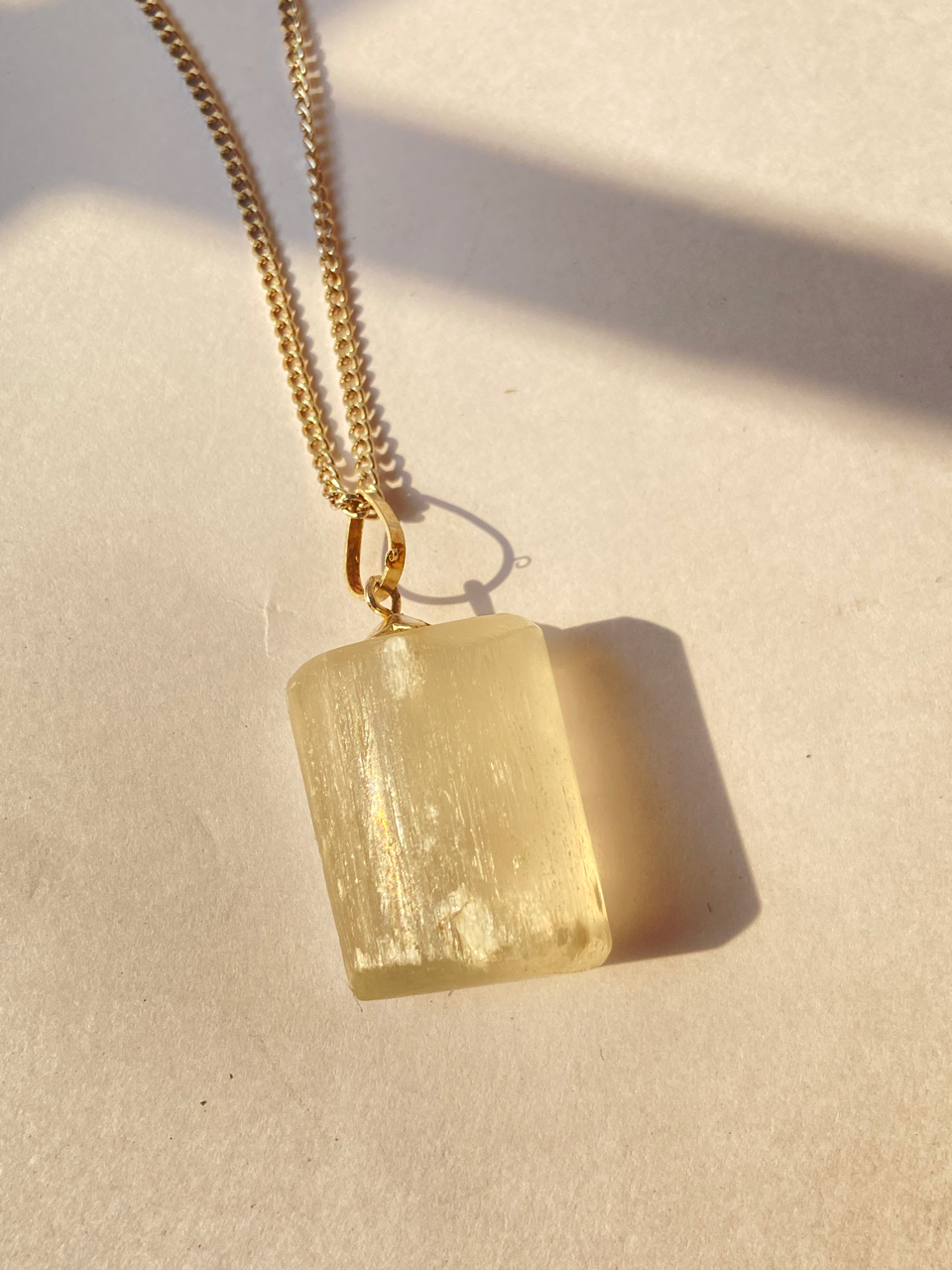 Selenite tumble pendant