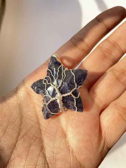 Blue Goldstone Star Pendant