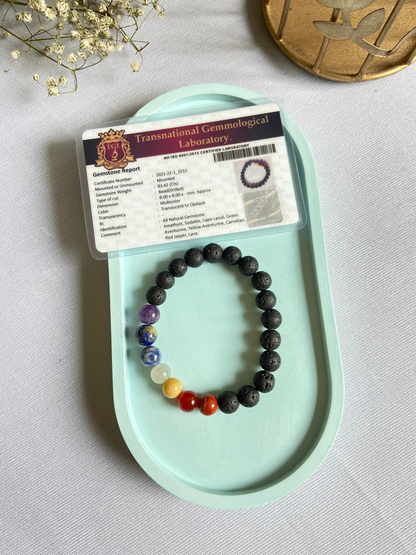 Seven Chakra + Lava Bracelet