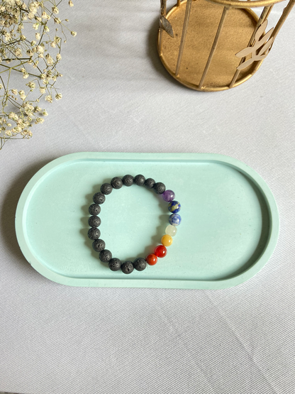 Seven Chakra + Lava Bracelet