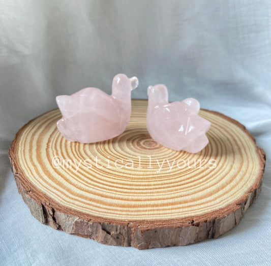 Rose quartz duck pair