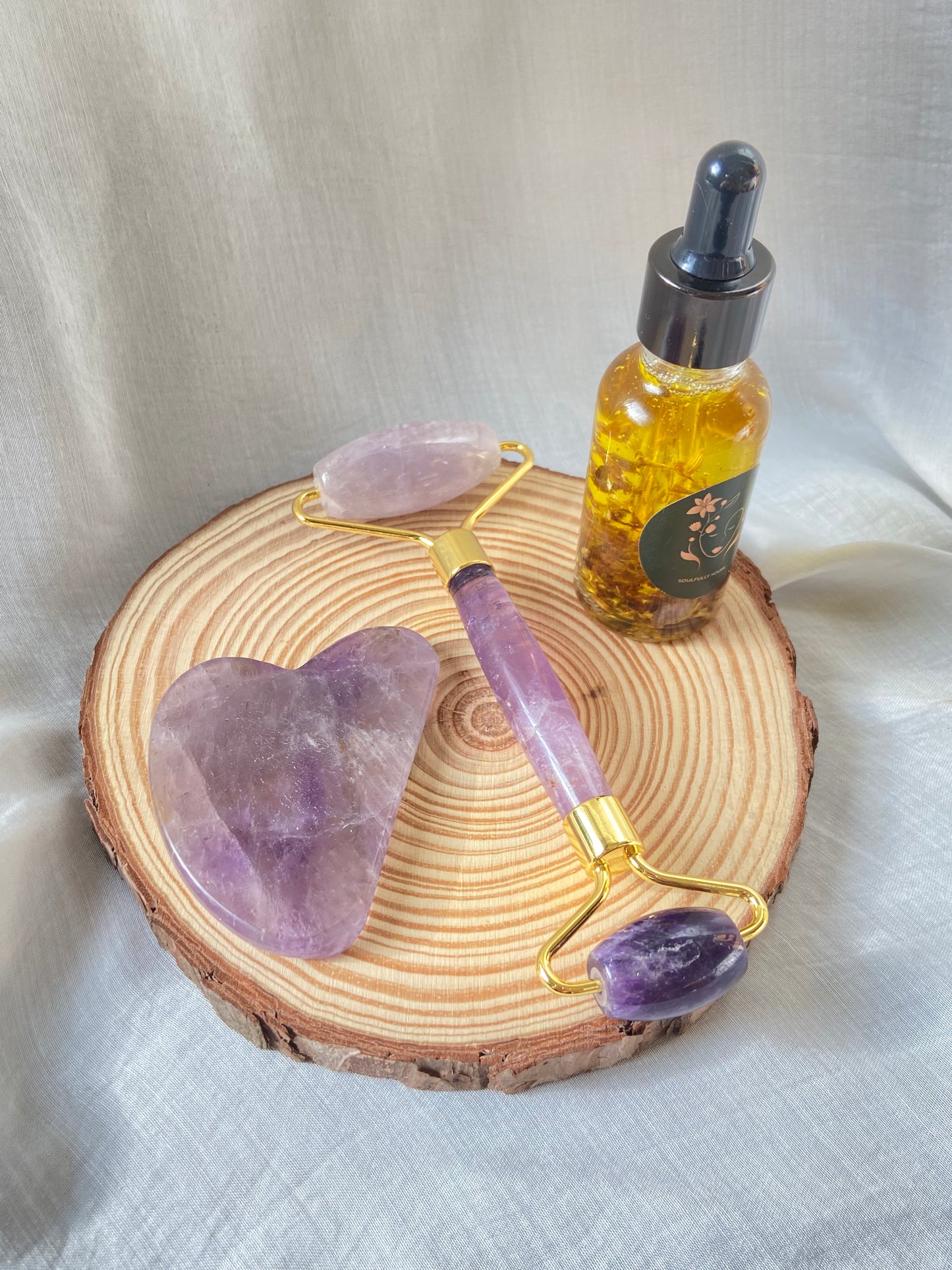 Gua sha + Face roller + oil Combo