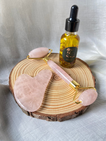 Gua sha + Face roller + oil Combo